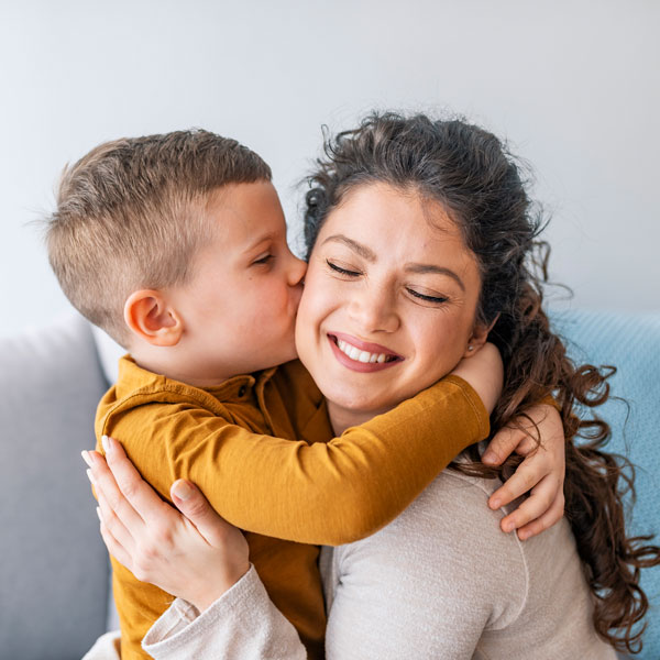 woman with young son